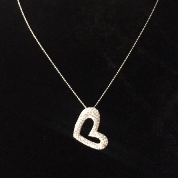 Diamond open heart pendant & Sterling Silver Chain - Picture 4 of 5